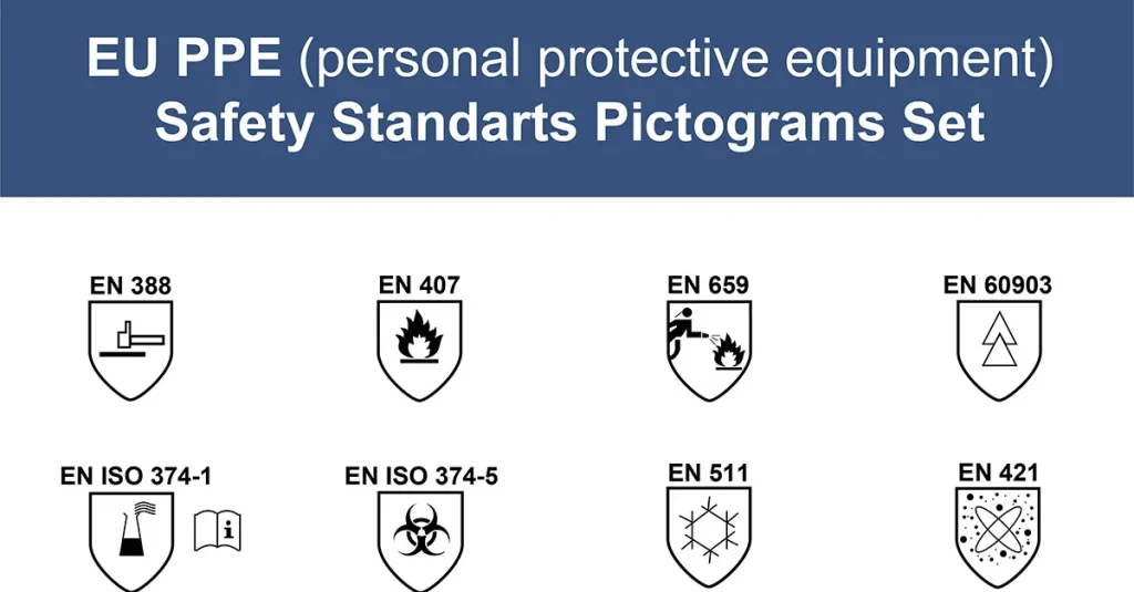 conjunto de pictogramas de normas en de seguridad de epi 288419 original